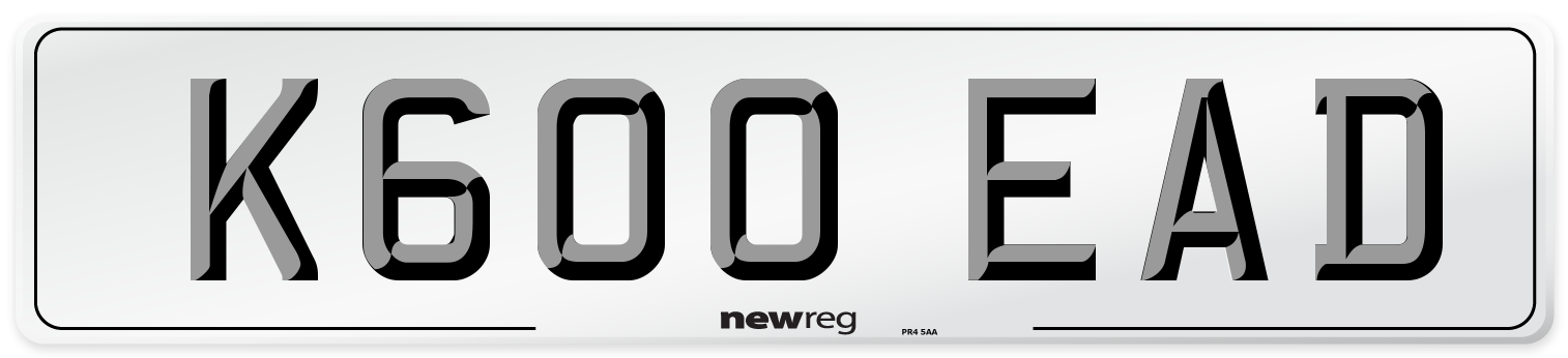 K600 EAD Number Plate from New Reg
